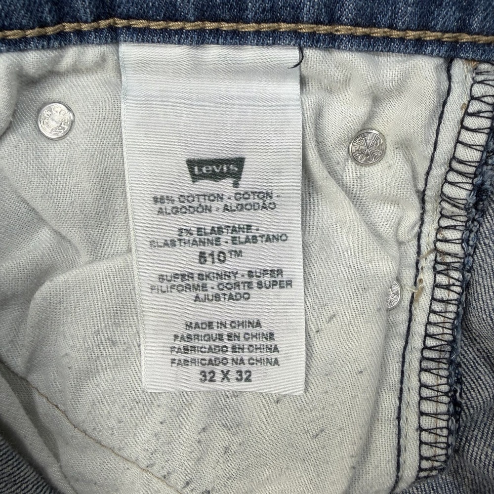 Levi's 510 Jeans Men's Size 32x32 Actual 32X 27.5 Blue Slim. - Picture 6 of 13